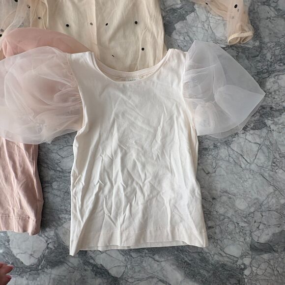 Zara Pleated Polka and Mesh Puff Sleeve Tops Bundle of 5 Size 6 - Picture 2 of 9